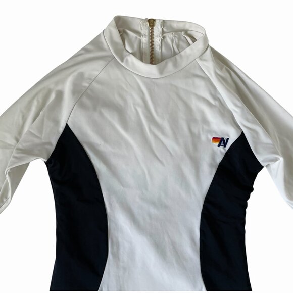 Aviator Nation Surf Suit Swimsuit One Piece White Black - Picture 5 of 10